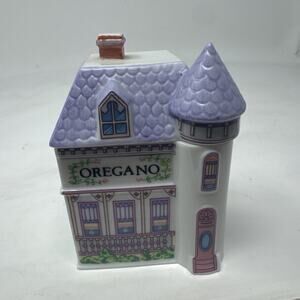 1989 Lenox Spice Village OREGANO Spice Jar House With Lid